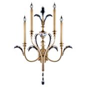 Fine Art Handcrafted Lighting Beveled Arcs Four-Light Beveled Crystal Wall Sconce Silver Leaf