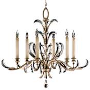 Fine Art Handcrafted Lighting Beveled Arcs Six-Light Single-Tier Beveled Crystal Chandelier Silver Leaf