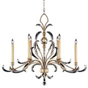 Fine Art Handcrafted Lighting Beveled Arcs Six-Light Single-Tier Beveled Crystal Chandelier Silver Leaf