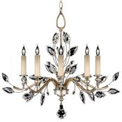 Fine Art Handcrafted Lighting Crystal Laurel Five-Light 2 Tier Chandelier with Bold-Cut Stylized Crystal Leaves Antiqued Warm Silver Leaf