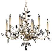 Fine Art Handcrafted Lighting Crystal Laurel Ten-Light Two-Tier Chandelier with Bold-Cut Stylized Crystal Leaves Antiqued Warm Silver Leaf