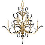 Fine Art Handcrafted Lighting Beveled Arcs Gold Ten-Light Two-Tier Beveled Crystal Chandelier Gold Leaf