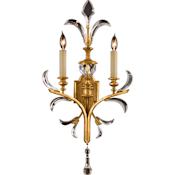 Fine Art Handcrafted Lighting Beveled Arcs Gold Two-Light Beveled Crystal Wall Sconce Gold Leaf