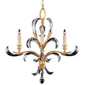 Fine Art Handcrafted Lighting Beveled Arcs Gold Four-Light Single-Tier Beveled Crystal Chandelier Gold Leaf