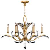 Fine Art Handcrafted Lighting Beveled Arcs Gold Six-Light Single-Tier Beveled Crystal Chandelier Gold Leaf