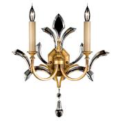 Fine Art Handcrafted Lighting Beveled Arcs Gold Two-Light Beveled Crystal Wall Sconce Gold Leaf