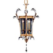 Fine Art Handcrafted Lighting Beveled Arcs Gold 22" Diameter Three-Light Beveled Crystal Bowl Pendant Gold Leaf