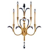 Fine Art Handcrafted Lighting Beveled Arcs Gold Four-Light Beveled Crystal Wall Sconce Gold Leaf