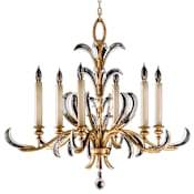 Fine Art Handcrafted Lighting Beveled Arcs Gold Six-Light Single-Tier Beveled Crystal Chandelier Gold Leaf