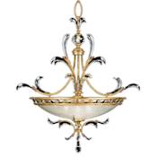 Fine Art Handcrafted Lighting Beveled Arcs Gold 44" Diameter Three-Light Beveled Crystal Foyer Pendant Gold Leaf