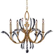 Fine Art Handcrafted Lighting Beveled Arcs Gold Five-Light Single-Tier Beveled Crystal Chandelier Gold Leaf