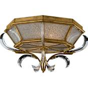 Fine Art Handcrafted Lighting Beveled Arcs Gold 26" Diameter Two-Light Flush Mount Beveled Crystal Ceiling Fixture Gold Leaf