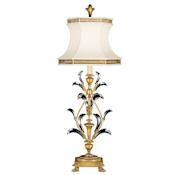 Fine Art Handcrafted Lighting Beveled Arcs Gold Single-Light Beveled Crystal Table Lamp with 3-Way Socket Switch and Laminated Silk Shantung Shade Gold Leaf