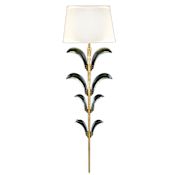 Fine Art Handcrafted Lighting Beveled Arcs Gold Single-Light Beveled Crystal Wall Sconce with Laminated Silk Shantung Shade Gold Leaf
