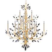 Fine Art Handcrafted Lighting Crystal Laurel 20 Light 57" Wide Crystal Chandelier Gold Leaf