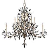 Fine Art Handcrafted Lighting Crystal Laurel Twenty-Light Three-Tier Chandelier with Bold-Cut Stylized Crystal Leaves Antiqued Warm Silver Leaf