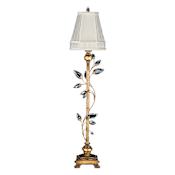 Fine Art Handcrafted Lighting Crystal Laurel Gold Single-Light Buffet Lamp with Inline Dimmer Switch and Bold-Cut Stylized Crystal Leaves Antiqued Gold Leaf