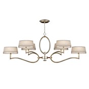 Fine Art Handcrafted Lighting Allegretto Silver Six-Light 2 Tier Chandelier with White Textured Linen Shades Silver Leaf