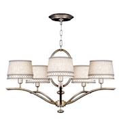 Fine Art Handcrafted Lighting Allegretto Silver Five-Light Single-Tier Chandelier with White Textured Linen Shades Silver Leaf