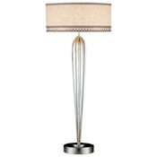 Fine Art Handcrafted Lighting Allegretto Silver Two-Light Table Lamp with Inline Dimmer Switch and White Textured Linen Shade Silver Leaf