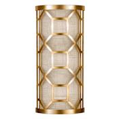 Fine Art Handcrafted Lighting Allegretto Gold Two-Light Wall Sconce with White Textured Linen Shade Burnished Gold Leaf