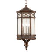 Fine Art Handcrafted Lighting 3 Light Outdoor Pendant from the Holland Park Collection Antique Bronze