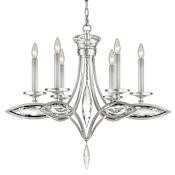 Fine Art Handcrafted Lighting 6 Light 1 Tier Chandelier with Hand-Cut Faceted Crystals from the Marquise Collection Platinized Silver Leaf