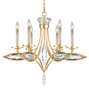 Fine Art Handcrafted Lighting 6 Light 1 Tier Chandelier in Florentine Brushed Gold Leaf Finish with Hand-Cut Faceted Crystals from the Marquise Collection Florentine Brushed Gold Leaf