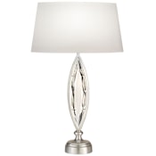 Fine Art Handcrafted Lighting 1 Light Accent Table Lamp in Platinized Silver Leaf Finish with Hand-Cut Faceted Crystals from the Marquise Collection Platinized Silver Leaf