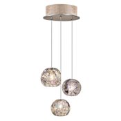 Fine Art Handcrafted Lighting Natural Inspirations 3 Light 9" Wide LED Crystal Multi Light Pendant Gold Tone Silver Leaf
