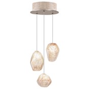 Fine Art Handcrafted Lighting Natural Inspirations 3 Light 9" Wide LED Crystal Multi Light Pendant Gold Tone Silver Leaf