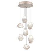 Fine Art Handcrafted Lighting Natural Inspirations 7 Light 14" Wide LED Crystal Multi Light Pendant Gold Tone Silver Leaf