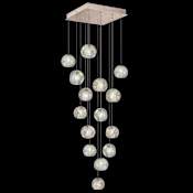 Fine Art Handcrafted Lighting Natural Inspirations 15 Light 19" Wide LED Crystal Multi Light Pendant Gold Tone Silver Leaf