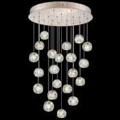 Fine Art Handcrafted Lighting Natural Inspirations 22 Light 24" Wide LED Crystal Multi Light Pendant Gold Tone Silver Leaf