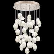 Fine Art Handcrafted Lighting Natural Inspirations 36 Light 34" Wide LED Crystal Multi Light Pendant Gold Tone Silver Leaf