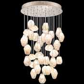 Fine Art Handcrafted Lighting Natural Inspirations 36 Light 34" Wide LED Crystal Multi Light Pendant Gold Tone Silver Leaf