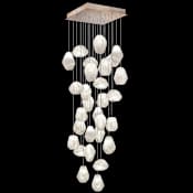 Fine Art Handcrafted Lighting Natural Inspirations 30 Light 30" Wide LED Crystal Multi Light Pendant Gold Tone Silver Leaf