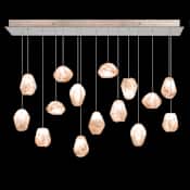 Fine Art Handcrafted Lighting Natural Inspirations 15 Light 48" Wide LED Crystal Multi Light Pendant Gold Tone Silver Leaf