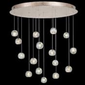 Fine Art Handcrafted Lighting Natural Inspirations 16 Light 32" Wide LED Crystal Multi Light Pendant Gold Tone Silver Leaf