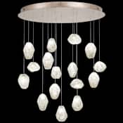 Fine Art Handcrafted Lighting Natural Inspirations 16 Light 32" Wide LED Crystal Multi Light Pendant Gold Tone Silver Leaf