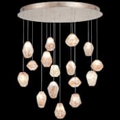 Fine Art Handcrafted Lighting Natural Inspirations 16 Light 32" Wide LED Crystal Multi Light Pendant Gold Tone Silver Leaf
