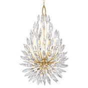 Fine Art Handcrafted Lighting Lily Buds 6 Light 24" Wide Crystal Chandelier Gold Toned Silver Leaf