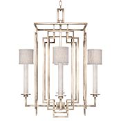 Fine Art Handcrafted Lighting Cienfuegos 4 Light 24" Wide Chandelier with Fabric Shades Weathered Gray Patina