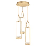 Fine Art Handcrafted Lighting Delphi 3 Light 19" Wide LED Multi Light Pendant Gold Toned Silver Leaf