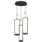 Fine Art Handcrafted Lighting Delphi 3 Light 19" Wide LED Multi Light Pendant Hand Rubbed Black Iron / Gold Leaf