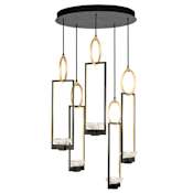 Fine Art Handcrafted Lighting Delphi 5 Light 27" Wide LED Multi Light Pendant Hand Rubbed Black Iron / Gold Leaf