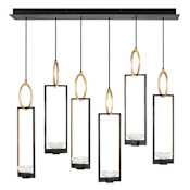 Fine Art Handcrafted Lighting Delphi 6 Light 48" Wide LED Linear Pendant Hand Rubbed Black Iron / Gold Leaf
