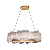 Fine Art Handcrafted Lighting Lunea 15 Light 33" Wide Crystal Drum Chandelier Gold Leaf