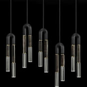 Fine Art Handcrafted Lighting Antonia 10 Light 52" Wide LED Crystal Linear Pendant Black / Brass / Charcoal