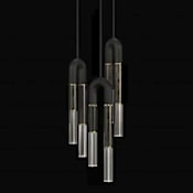 Fine Art Handcrafted Lighting Antonia 6 Light 16" Wide LED Crystal Multi Light Pendant Black / Brass / Charcoal